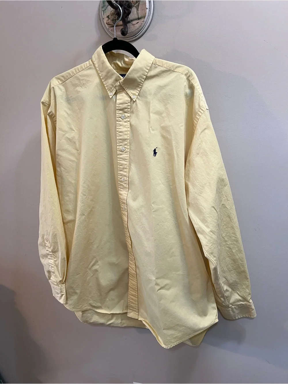 Vintage Polo by Ralph Lauren Pale Yellow Button-Down Oxford Shirt Size XL